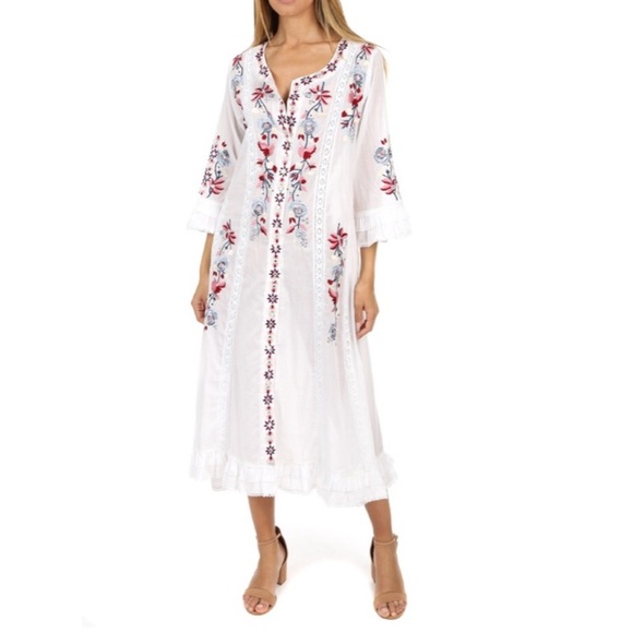 Misa Los Angeles embroidered white floral beach cover-up - Picture 1 of 5